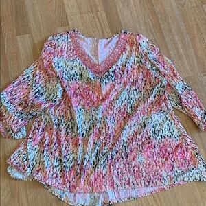 Vintage Pink and Black Women's Blouse